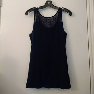 Navy blue lace back tank top